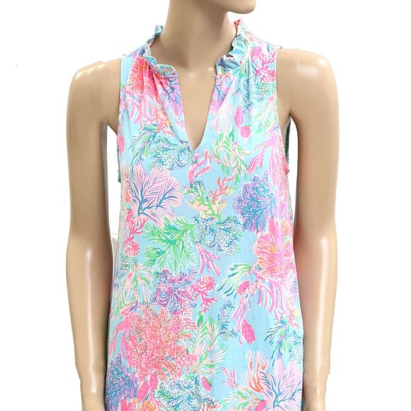 Lilly Pulitzer Malone Mini Dress Ruffle Colorful Printed Cotton Swing S 282437 - Picture 8 of 11